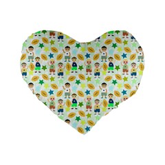 Kids Football Sport Ball Star Standard 16  Premium Flano Heart Shape Cushions by Alisyart