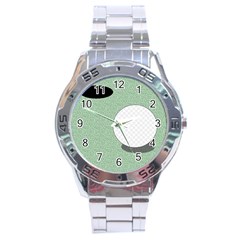 Golf Image Ball Hole Black Green Stainless Steel Analogue Watch