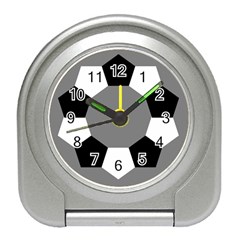 Pentagons Decagram Plain Black Gray White Triangle Travel Alarm Clocks by Alisyart