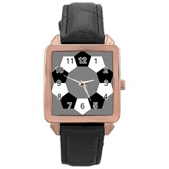 Pentagons Decagram Plain Black Gray White Triangle Rose Gold Leather Watch 