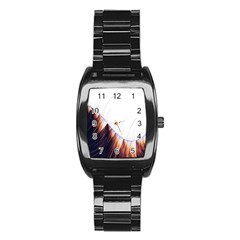 Abstract Lines Stainless Steel Barrel Watch by Simbadda