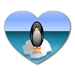 Penguin Ice Floe Minimalism Antarctic Sea Heart Mousepads