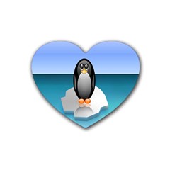 Penguin Ice Floe Minimalism Antarctic Sea Rubber Coaster (heart)  by Alisyart