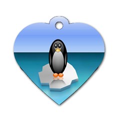 Penguin Ice Floe Minimalism Antarctic Sea Dog Tag Heart (two Sides) by Alisyart