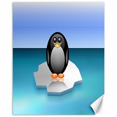 Penguin Ice Floe Minimalism Antarctic Sea Canvas 11  X 14  