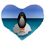 Penguin Ice Floe Minimalism Antarctic Sea Large 19  Premium Heart Shape Cushions Back