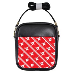 Panda Bear Face Line Red White Girls Sling Bags