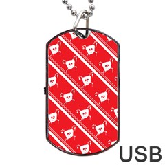 Panda Bear Face Line Red White Dog Tag Usb Flash (one Side) by Alisyart