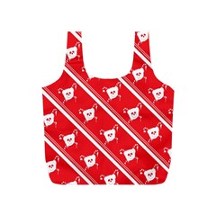 Panda Bear Face Line Red White Full Print Recycle Bags (s) 