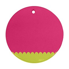 Pink Yellow Scallop Wallpaper Wave Round Ornament (two Sides)