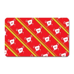 Panda Bear Face Line Red Yellow Magnet (rectangular)