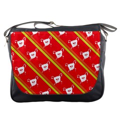 Panda Bear Face Line Red Yellow Messenger Bags