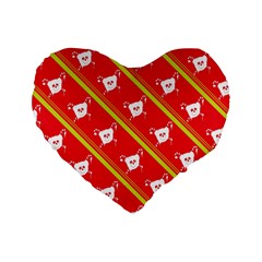 Panda Bear Face Line Red Yellow Standard 16  Premium Flano Heart Shape Cushions by Alisyart