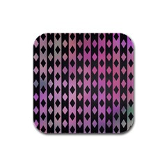 Old Version Plaid Triangle Chevron Wave Line Cplor  Purple Black Pink Rubber Square Coaster (4 Pack)  by Alisyart