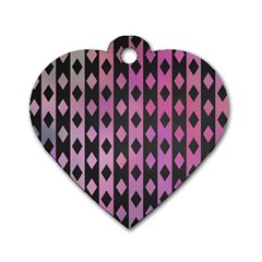 Old Version Plaid Triangle Chevron Wave Line Cplor  Purple Black Pink Dog Tag Heart (two Sides)