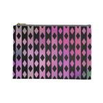 Old Version Plaid Triangle Chevron Wave Line Cplor  Purple Black Pink Cosmetic Bag (Large)  Front