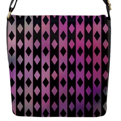 Old Version Plaid Triangle Chevron Wave Line Cplor  Purple Black Pink Flap Messenger Bag (s) by Alisyart