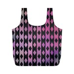 Old Version Plaid Triangle Chevron Wave Line Cplor  Purple Black Pink Full Print Recycle Bags (M)  Back