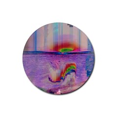 Glitch Art Abstract Rubber Coaster (round)  by Simbadda