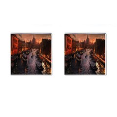 River Venice Gondolas Italy Artwork Painting Cufflinks (square)