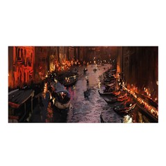 River Venice Gondolas Italy Artwork Painting Satin Shawl by Simbadda