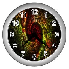 Fractal Digital Art Wall Clocks (silver) 