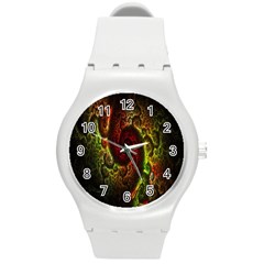 Fractal Digital Art Round Plastic Sport Watch (m) by Simbadda