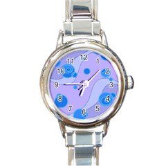 Purple Wave Circle Blue Round Italian Charm Watch by Alisyart