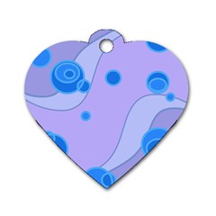 Purple Wave Circle Blue Dog Tag Heart (two Sides)