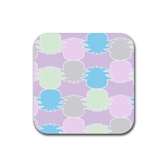 Pineapple Puffle Blue Pink Green Purple Rubber Coaster (square)  by Alisyart