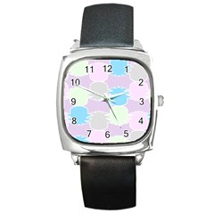 Pineapple Puffle Blue Pink Green Purple Square Metal Watch by Alisyart