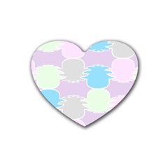 Pineapple Puffle Blue Pink Green Purple Rubber Coaster (heart) 