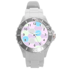 Pineapple Puffle Blue Pink Green Purple Round Plastic Sport Watch (l)