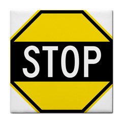 Road Sign Stop Tile Coasters by Alisyart