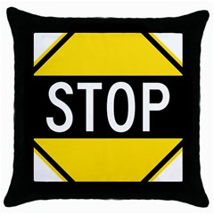 Road Sign Stop Throw Pillow Case (black) by Alisyart