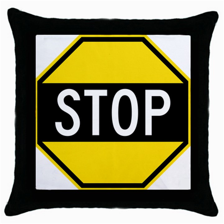 Road Sign Stop Throw Pillow Case (Black)