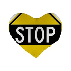 Road Sign Stop Standard 16  Premium Flano Heart Shape Cushions