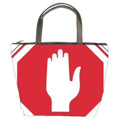 Road Sign Stop Hand Finger Bucket Bags by Alisyart