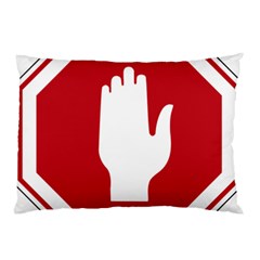 Road Sign Stop Hand Finger Pillow Case by Alisyart