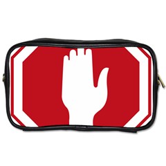 Road Sign Stop Hand Finger Toiletries Bags