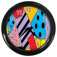 Sally s Patchwork Pattern Wall Clocks (black) by Alisyart