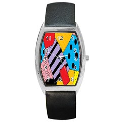 Sally s Patchwork Pattern Barrel Style Metal Watch by Alisyart