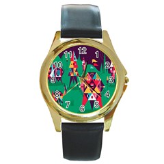 Studio Crafts Unique Visual  Projects Round Gold Metal Watch
