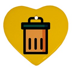 Trash Bin Icon Yellow Heart Ornament (two Sides)