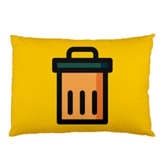 Trash Bin Icon Yellow Pillow Case