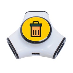 Trash Bin Icon Yellow 3-port Usb Hub