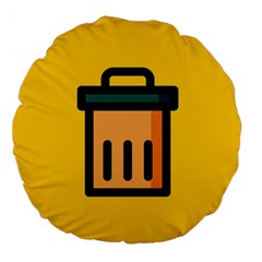 Trash Bin Icon Yellow Large 18  Premium Round Cushions by Alisyart