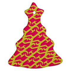 Typeface Variety Postcards Unique Illustration Yellow Red Christmas Tree Ornament (two Sides)