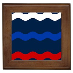 Wave Line Waves Blue White Red Flag Framed Tiles