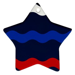 Wave Line Waves Blue White Red Flag Ornament (star) by Alisyart